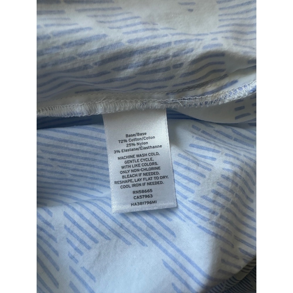 Halogen Womens Blue White Striped Floral Puff Sleeve Blouse Coastal, Nautical - Picture 5 of 5